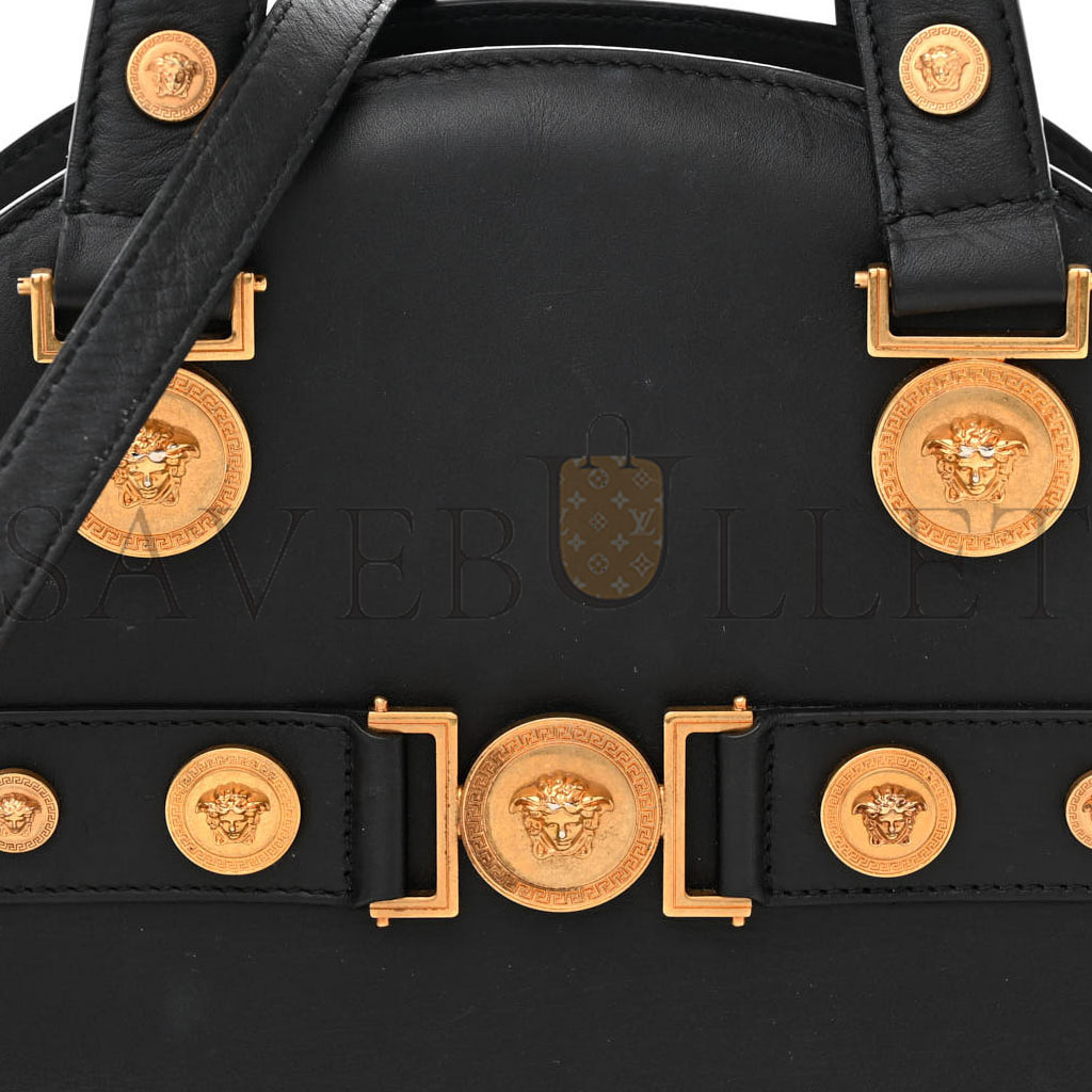 VERSACE CALFSKIN MEDALLION TRIBUTE BOWLING BAG BLACK (30*23*14cm)