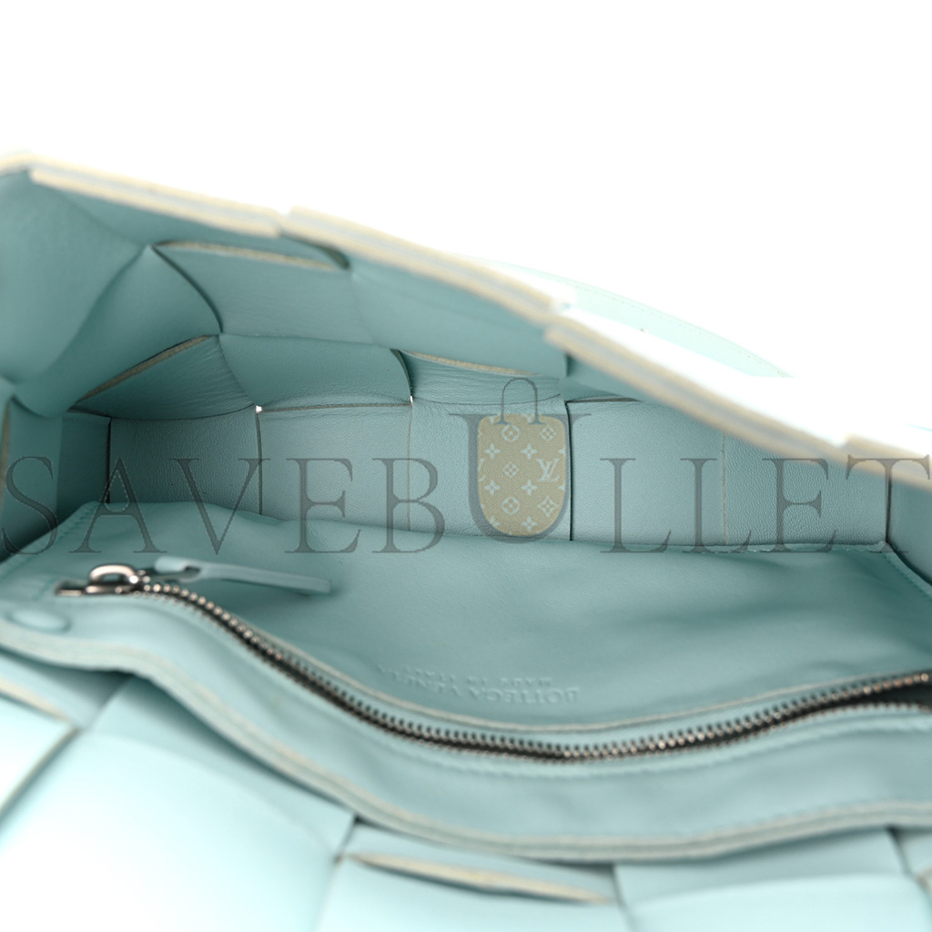 BOTTEGA VENETA NAPPA MAXI INTRECCIO CASSETTE BAG TEAL WASHED  (23*15*5.5cm)