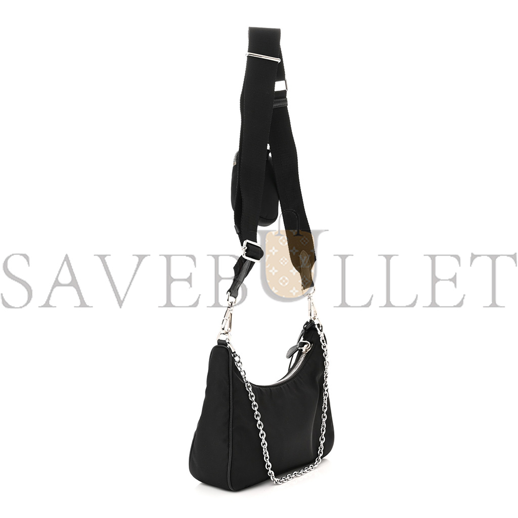 PRADA NYLON RE-EDITION 2005 SHOULDER BAG BLACK (22*17*6cm)