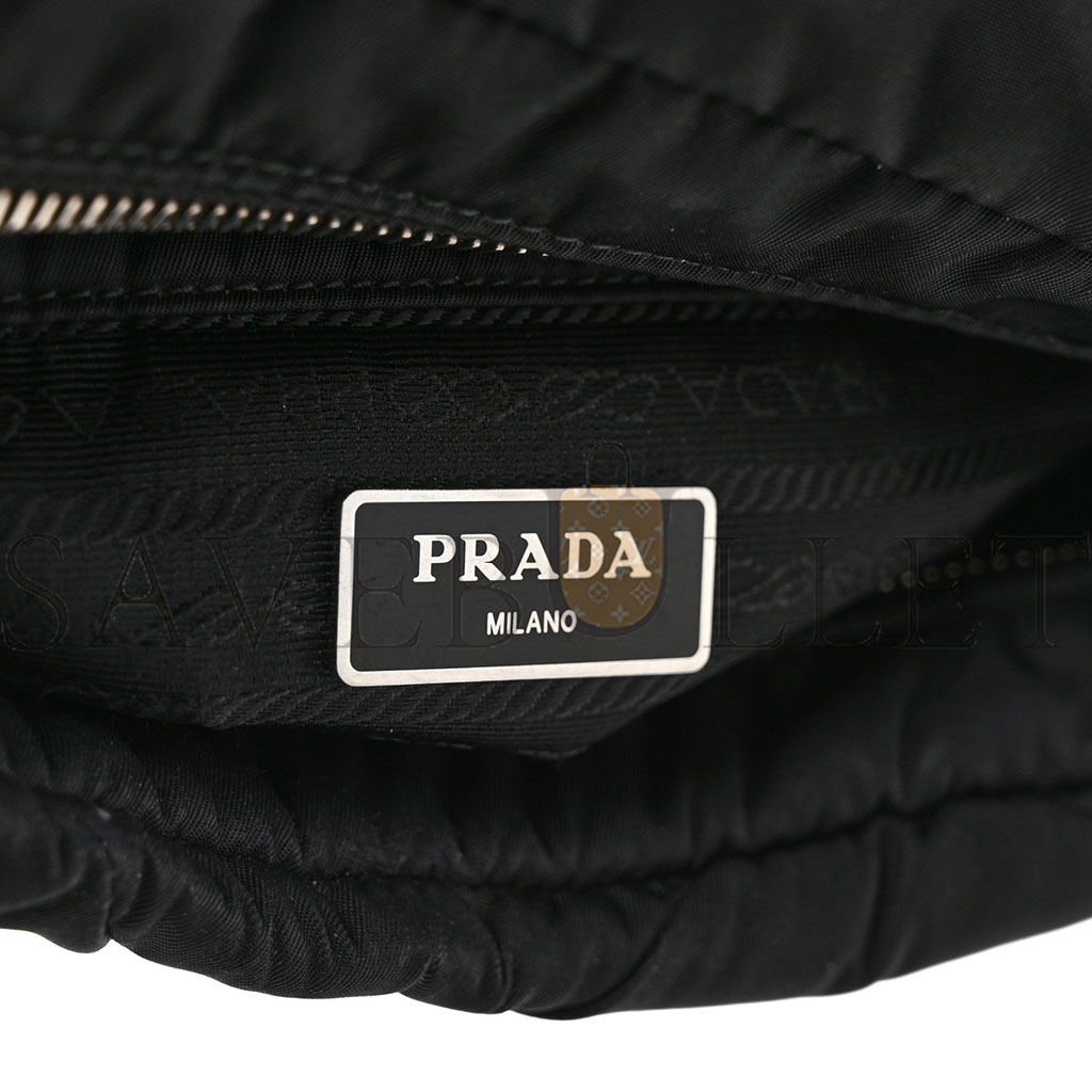 PRADA NYLON TESSUTO QUILTED PADDED SHOULDER BAG BLACK (25*18*9m)