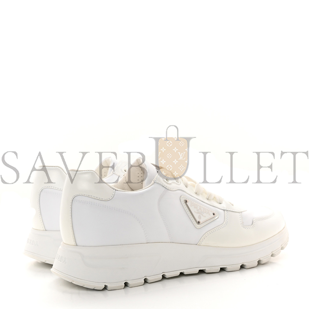 PRADA RE-NYLON SPAZZOLATO METAL TRIANGLE LOGO MENS PRAX 01 45MM SNEAKERS 8 WHITE PRADA RE-NYLON SPAZZOLATO METAL TRIANGLE LOGO MENS PRAX 01 45MM SNEAKERS 8 WHITE