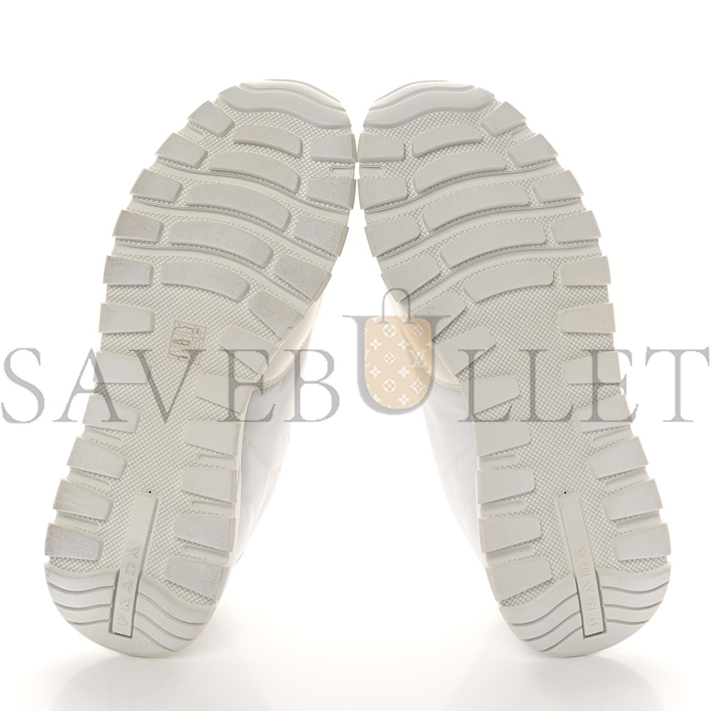 PRADA RE-NYLON SPAZZOLATO METAL TRIANGLE LOGO MENS PRAX 01 45MM SNEAKERS 8 WHITE PRADA RE-NYLON SPAZZOLATO METAL TRIANGLE LOGO MENS PRAX 01 45MM SNEAKERS 8 WHITE