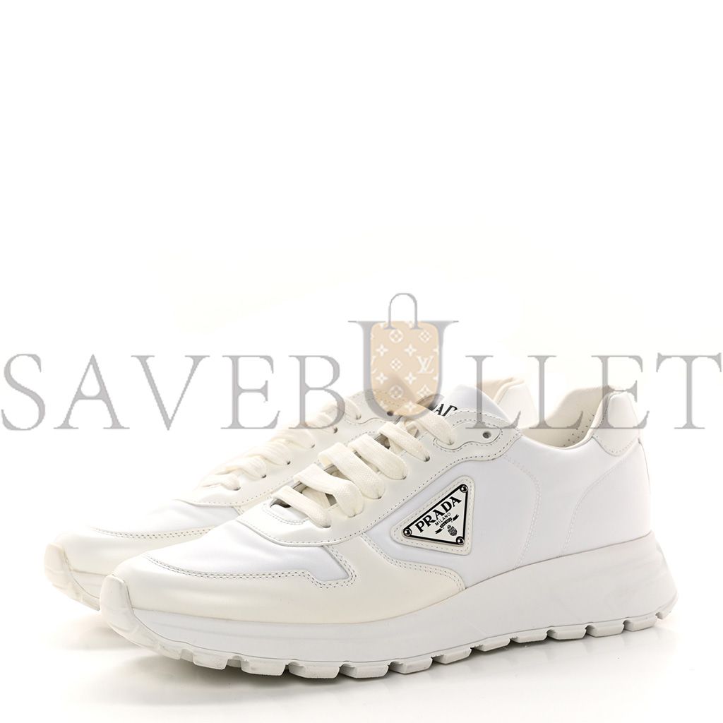 PRADA RE-NYLON SPAZZOLATO METAL TRIANGLE LOGO MENS PRAX 01 45MM SNEAKERS 8 WHITE PRADA RE-NYLON SPAZZOLATO METAL TRIANGLE LOGO MENS PRAX 01 45MM SNEAKERS 8 WHITE