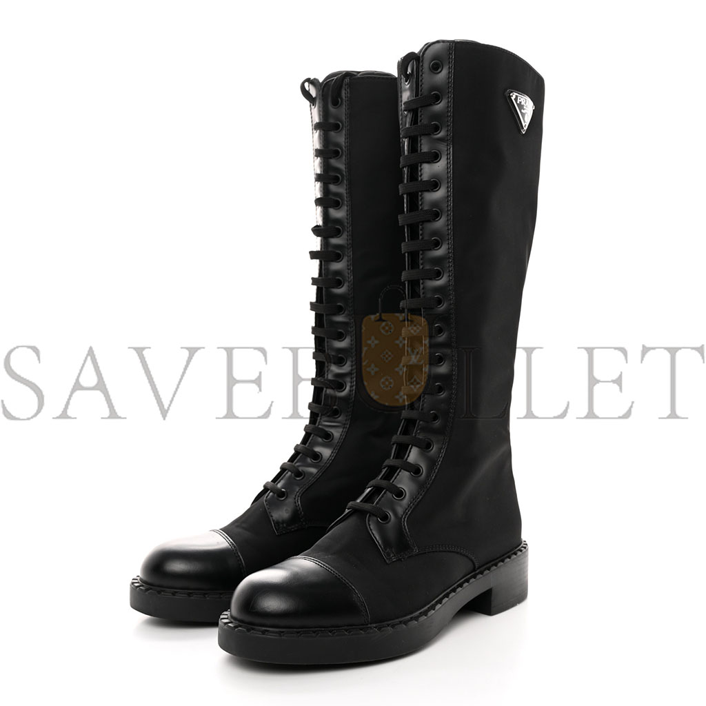 PRADA RE-NYLON SPAZZOLATO ROIS METAL TRIANGLE LOGO TALL 50MM COMBAT BOOTS 38.5 BLACK PRADA RE-NYLON SPAZZOLATO ROIS METAL TRIANGLE LOGO TALL 50MM COMBAT BOOTS 38.5 BLACK