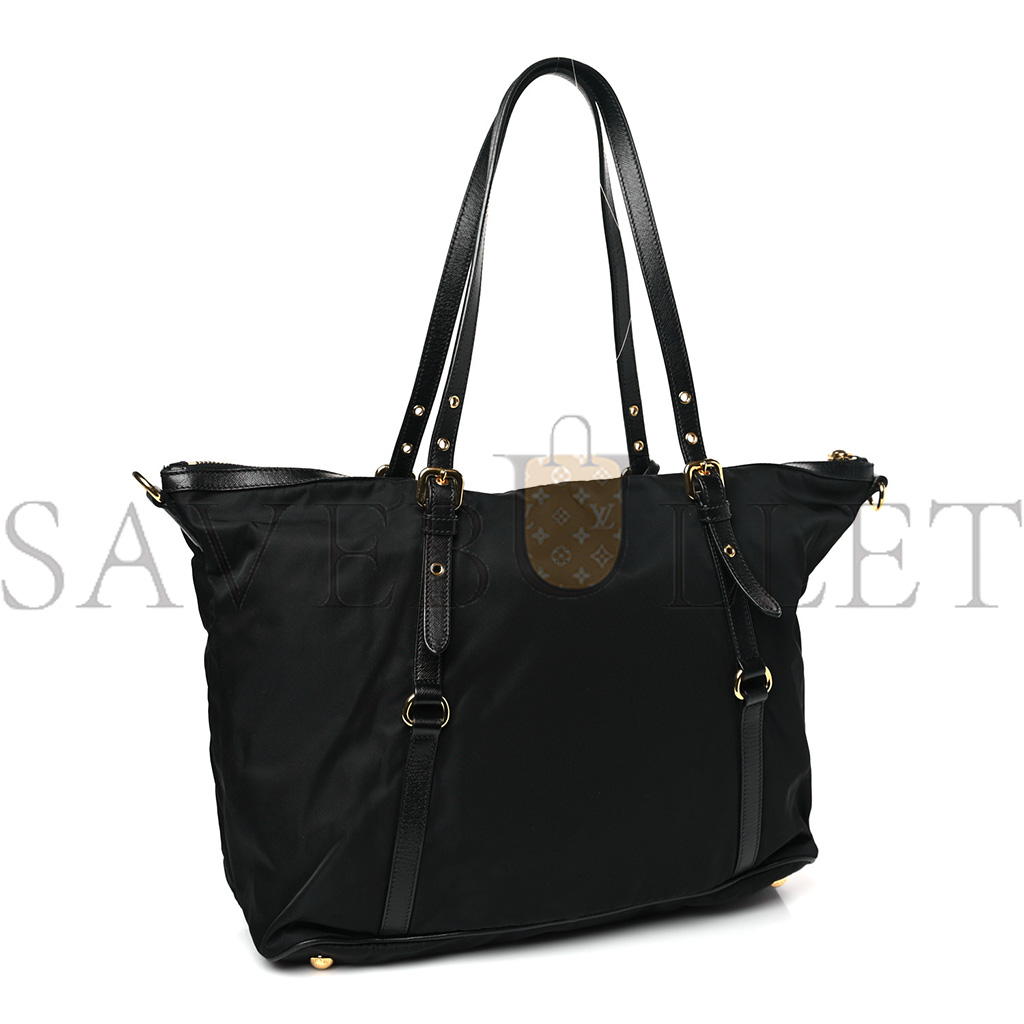 PRADA SAFFIANO TESSUTO NYLON SHOPPING TOTE BLACK (36*30*14cm)