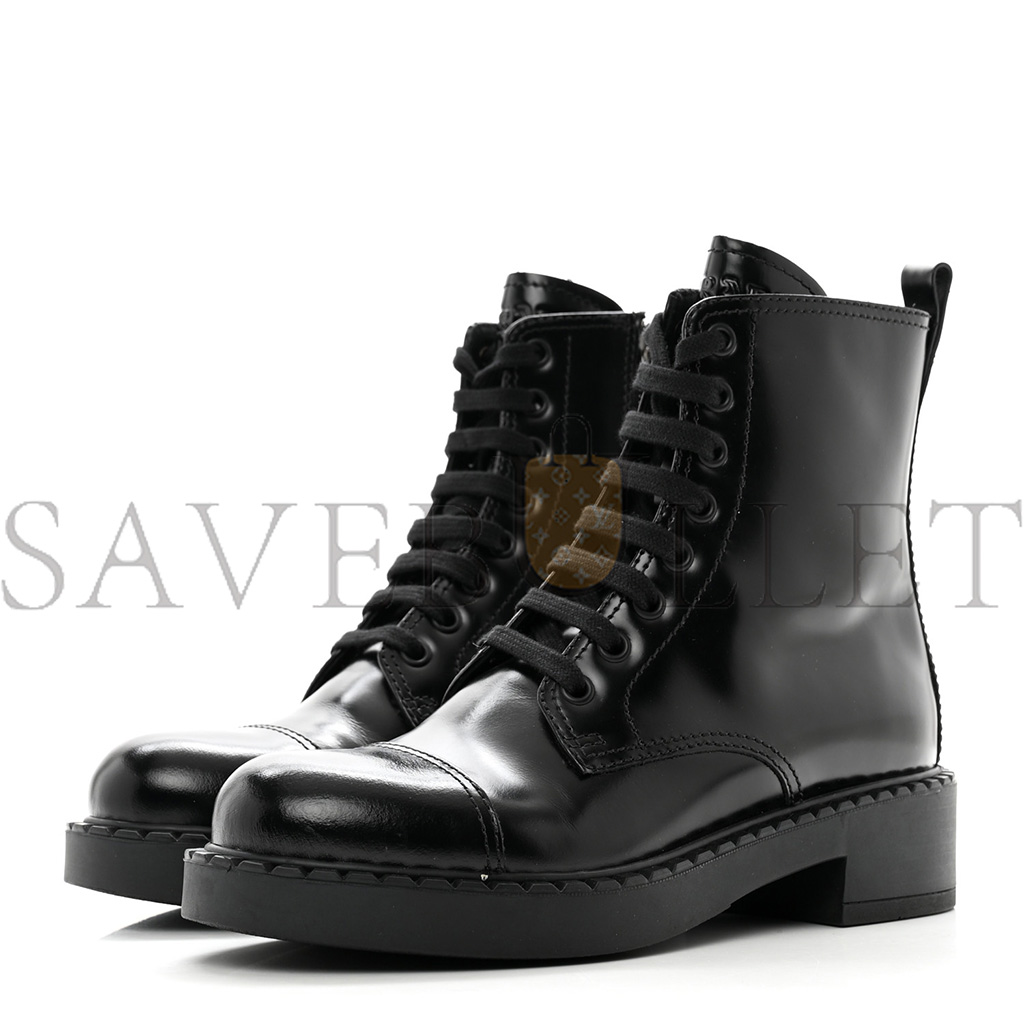 PRADA SPAZZOLATO CHOCOLATE 50MM COMBAT BOOTS 36 BLACK PRADA SPAZZOLATO CHOCOLATE 50MM COMBAT BOOTS 36 BLACK