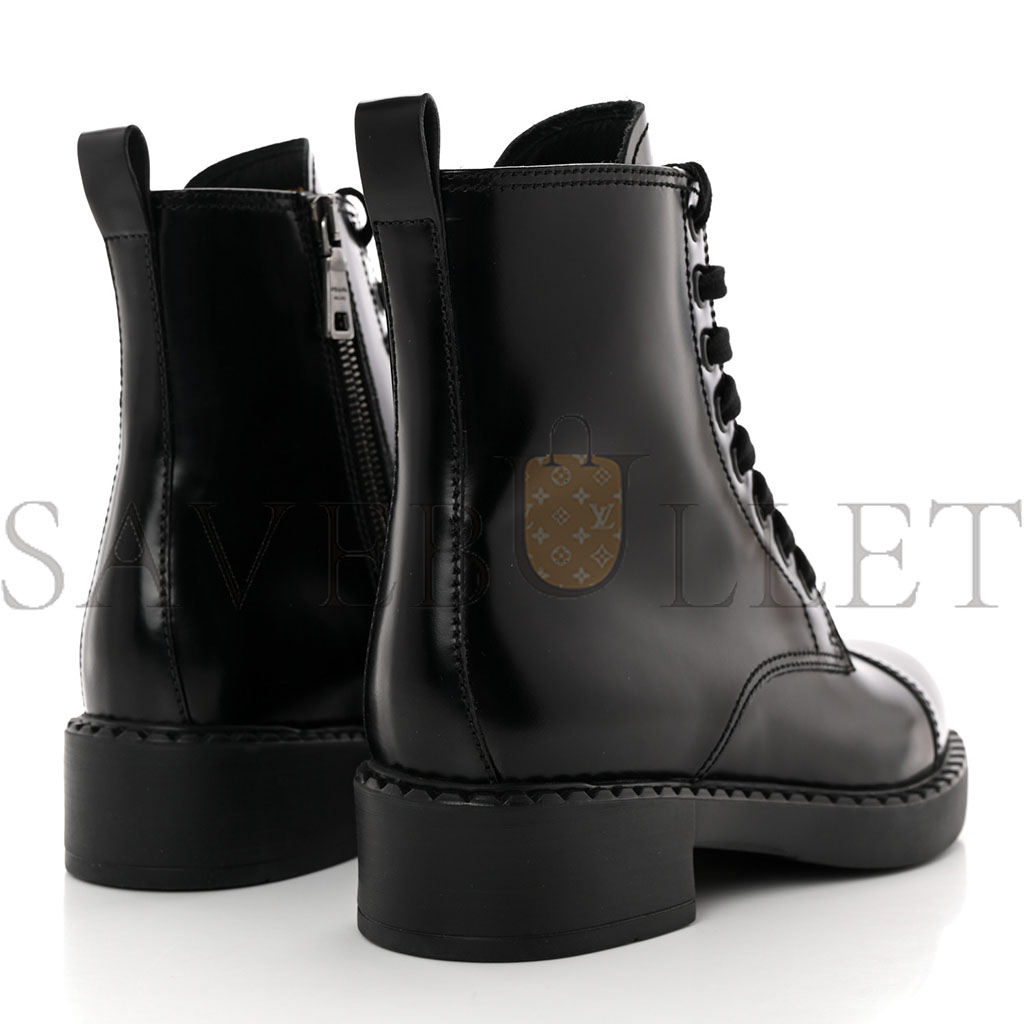 PRADA SPAZZOLATO CHOCOLATE 50MM COMBAT BOOTS 36 BLACK PRADA SPAZZOLATO CHOCOLATE 50MM COMBAT BOOTS 36 BLACK