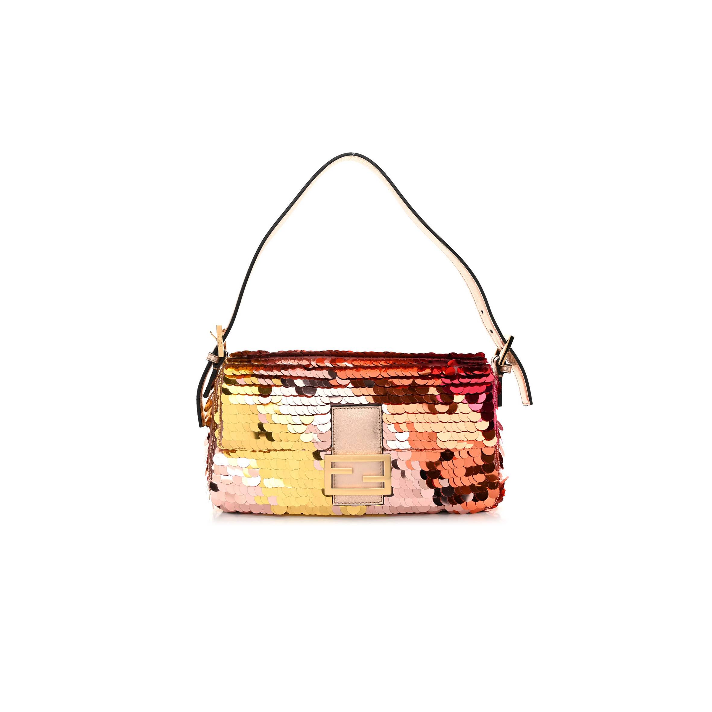 FENDI SEQUIN PAILLETTES VITELLO LAMINATO STRIPED BAGUETTE 1997 MULTICOLOR (27*15*6cm)