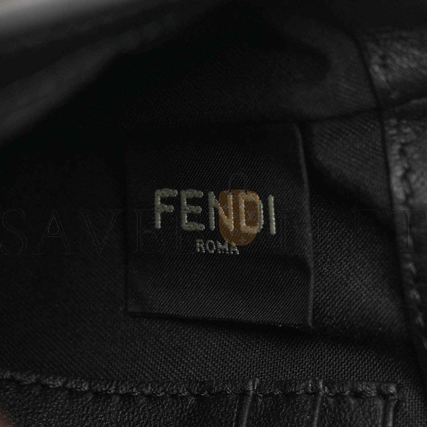 FENDI NAPPA FF 1974 EMBOSSED MINI BAGUETTE BLACK (18*12*4cm)