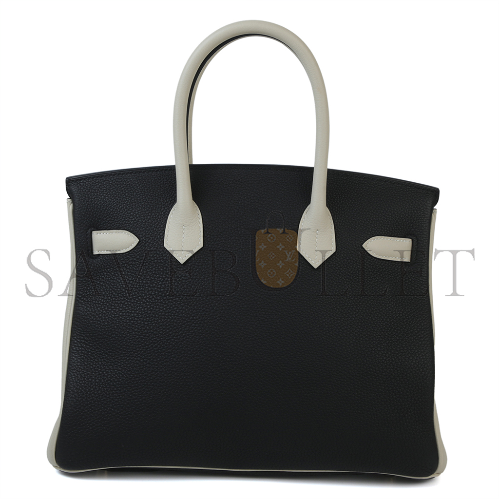 HERMES MASTER BIRKIN 25 BLACK AND WHITE CLEMENCE BAG 4212717702 (25*20*13cm)