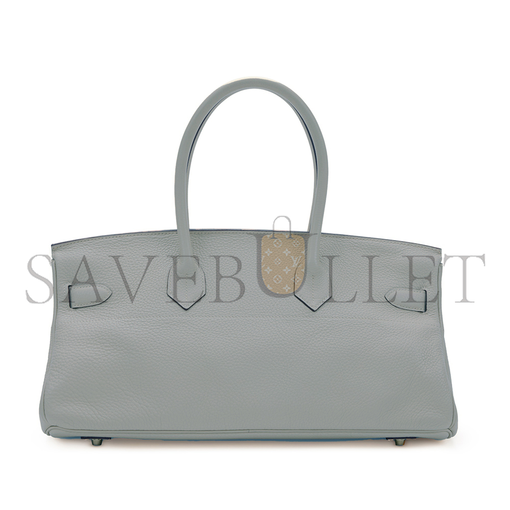 HERMES MASTER SHOULDER BIRKIN 42 PEARL GREY SILVER BUCKLE BAG 78603232 (42*21*16cm)