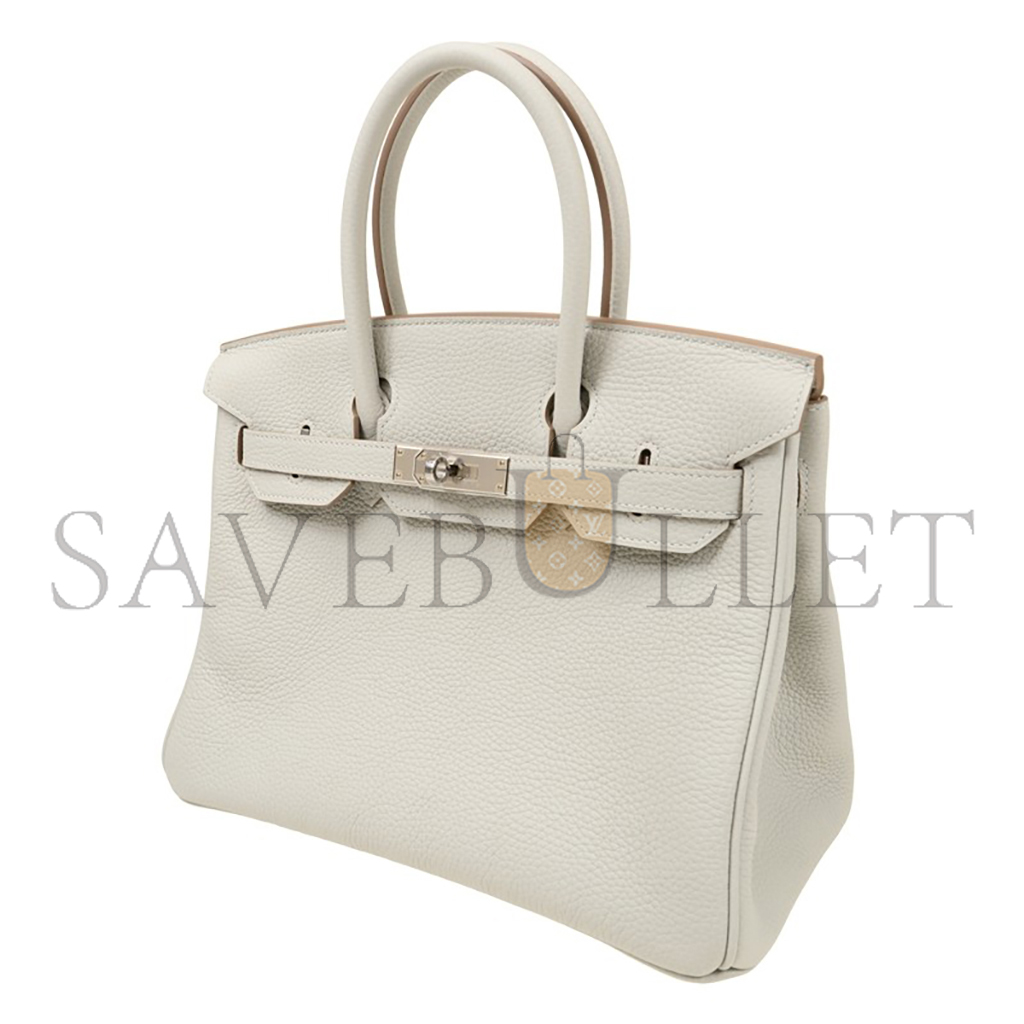 HERMES MASTER BIRKIN 30 TOGO PURE WHITE COWHIDE HANDBAG BK3080TCSS (30*23*15cm)