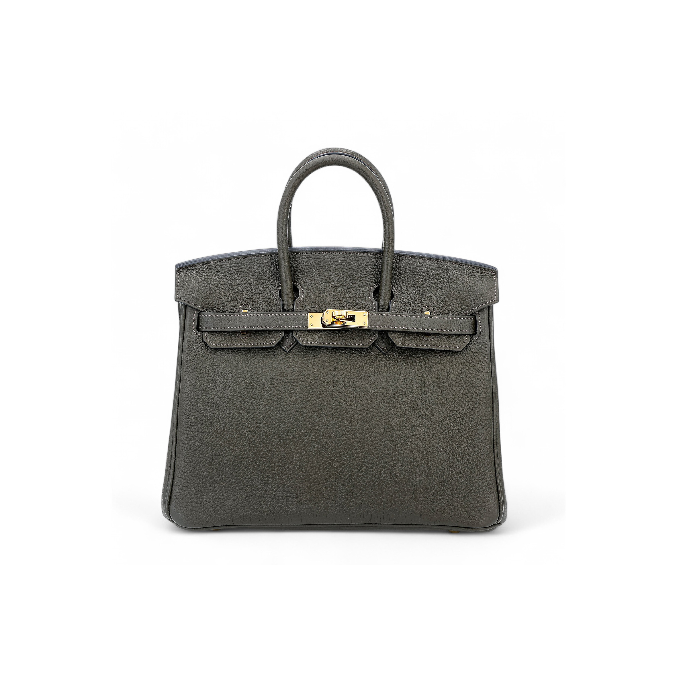 HERMÈS MASTER BIRKIN 25 TOGO LEATHER PEWTER GREY GOLD BUCKLE BAG H028369CC8F (25*20*13cm)