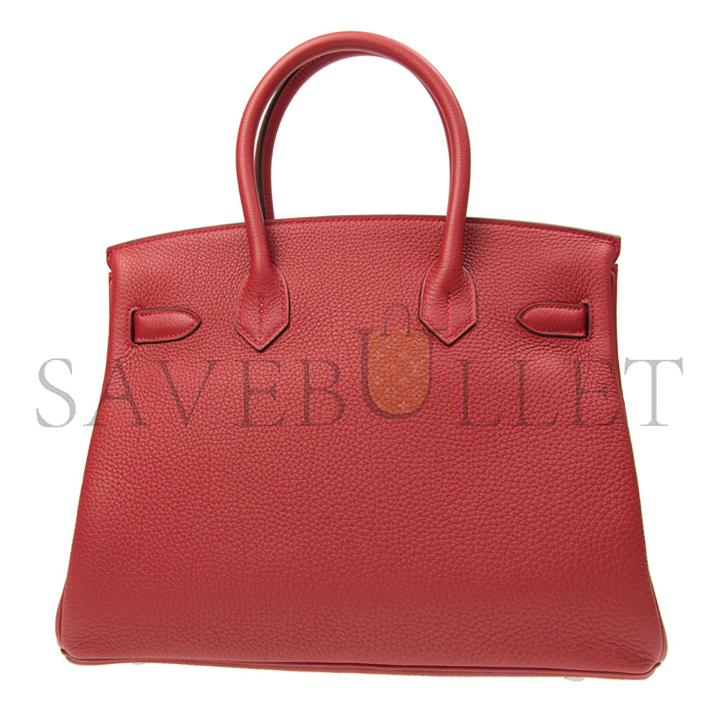 HERMÈS MASTER BIRKIN 35 TOGO LEATHER FLAG RED SILVER BUCKLE BAG H028369CK05 (35*28*18cm)