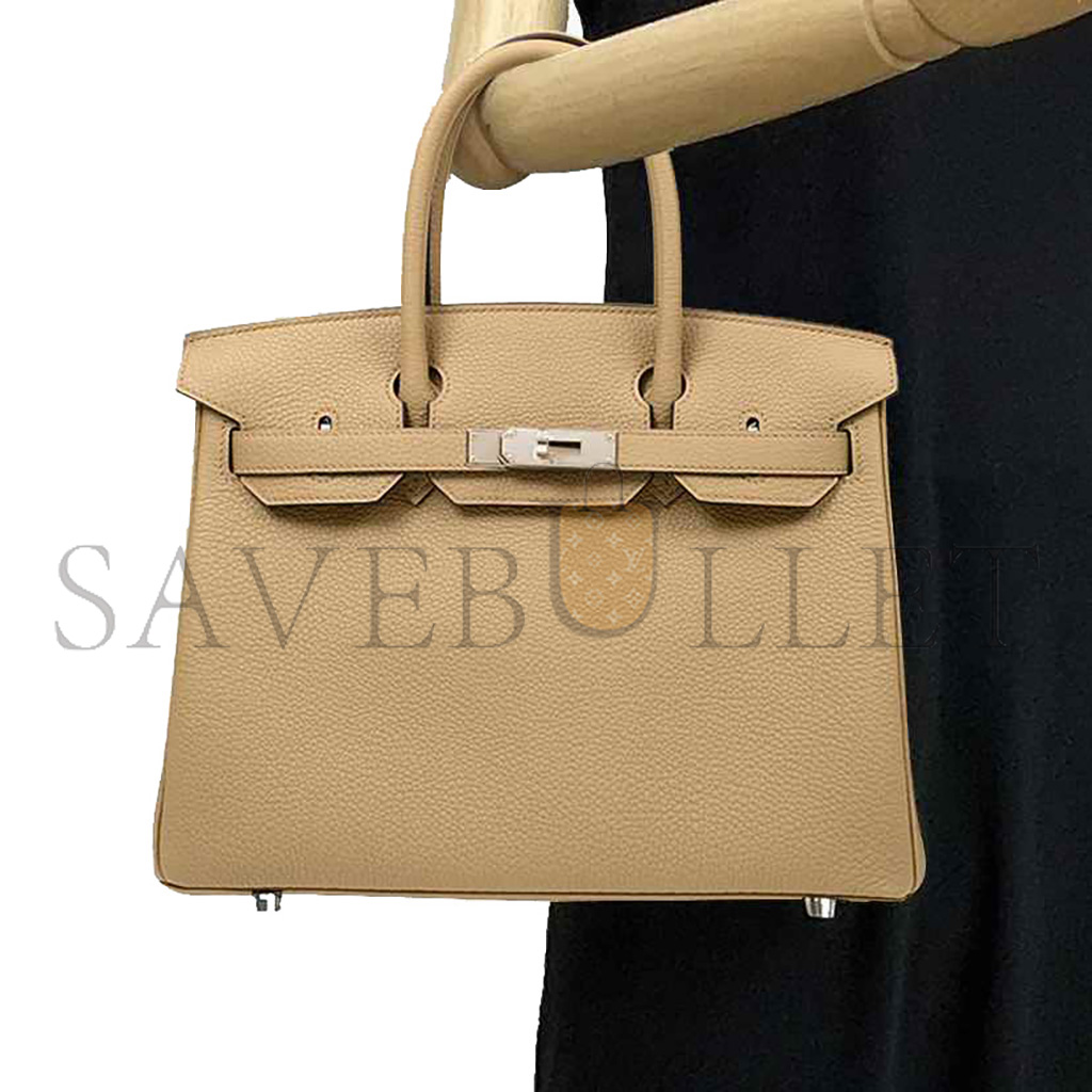 HERMES MASTER BIRKIN 30 TOGO LEATHER MILK TEA COLOR SILVER BUCKLE BAG BK308QTGSS (30*23*15cm)