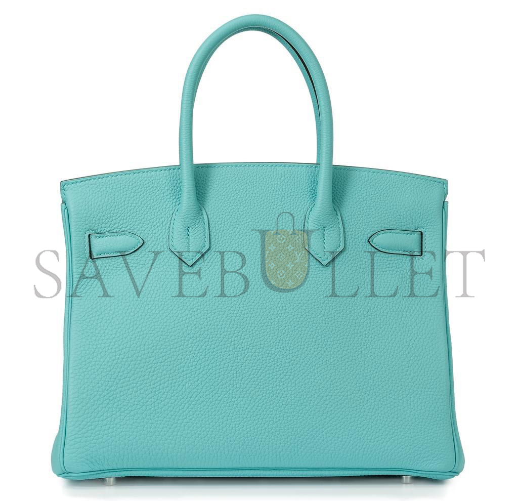 HERMÈS MASTER BIRKIN 30 TOGO LEATHER MACARON BLUE SILVER BUCKLE BAG BK353PTGSS (30*23*15cm)