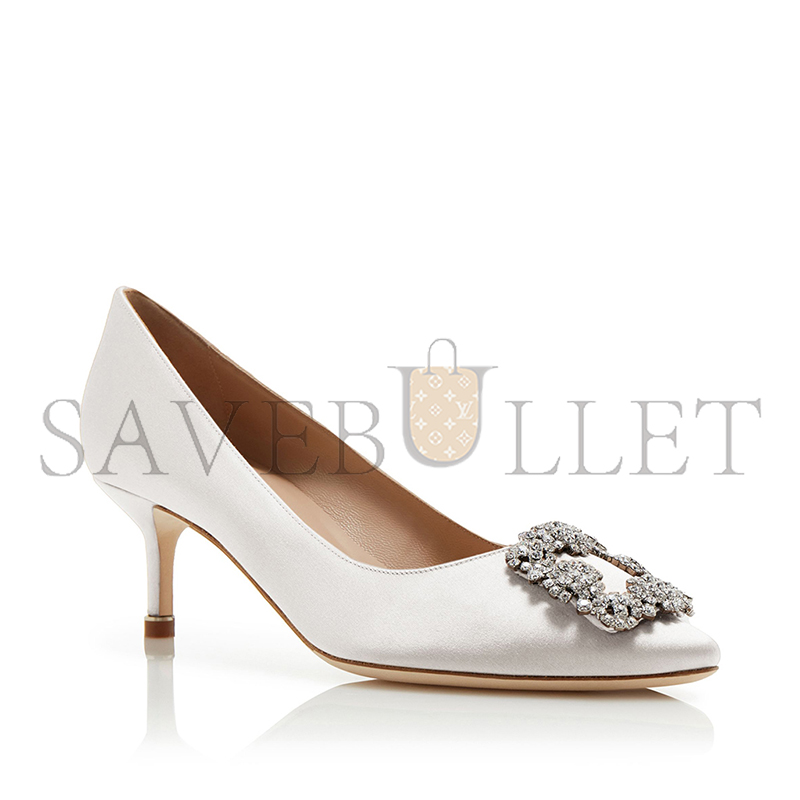 MANOLO BLAHNIK HANGISI 50 LIGHT CREAM SATIN JEWEL BUCKLE PUMPS 9XX-0315-0031 MANOLO BLAHNIK HANGISI 50 LIGHT CREAM SATIN JEWEL BUCKLE PUMPS 9XX-0315-0031