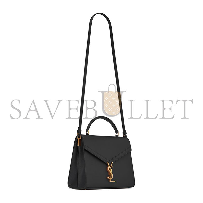 YSL CASSANDRA MEDIUM TOP HANDLE BAG IN GRAIN DE POUDRE EMBOSSED LEATHER 623931BOW0W1000 (24.5*20*11.5cm)