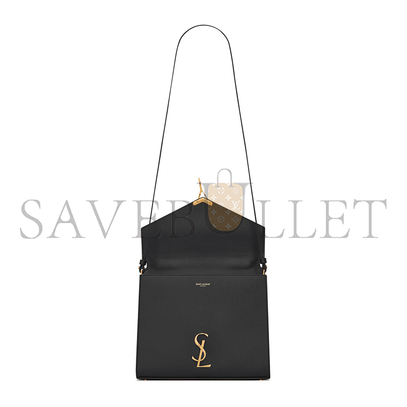YSL CASSANDRA MEDIUM TOP HANDLE BAG IN GRAIN DE POUDRE EMBOSSED LEATHER 623931BOW0W1000 (24.5*20*11.5cm)