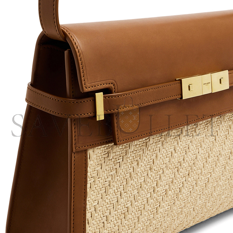 YSL MANHATTAN IN RAFFIA AND LEATHER 579271FAA7D9783 (29*20*7.5cm)