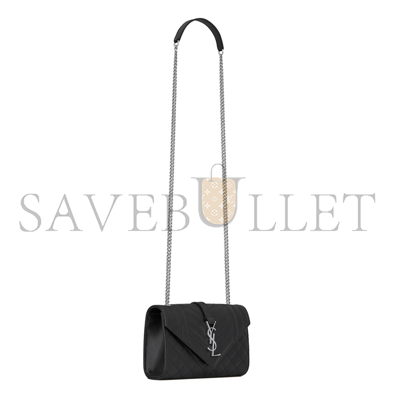 YSL ENVELOPE SMALL IN QUILTED GRAIN DE POUDRE EMBOSSED LEATHER 600195BOW921000 (21*13*6cm)