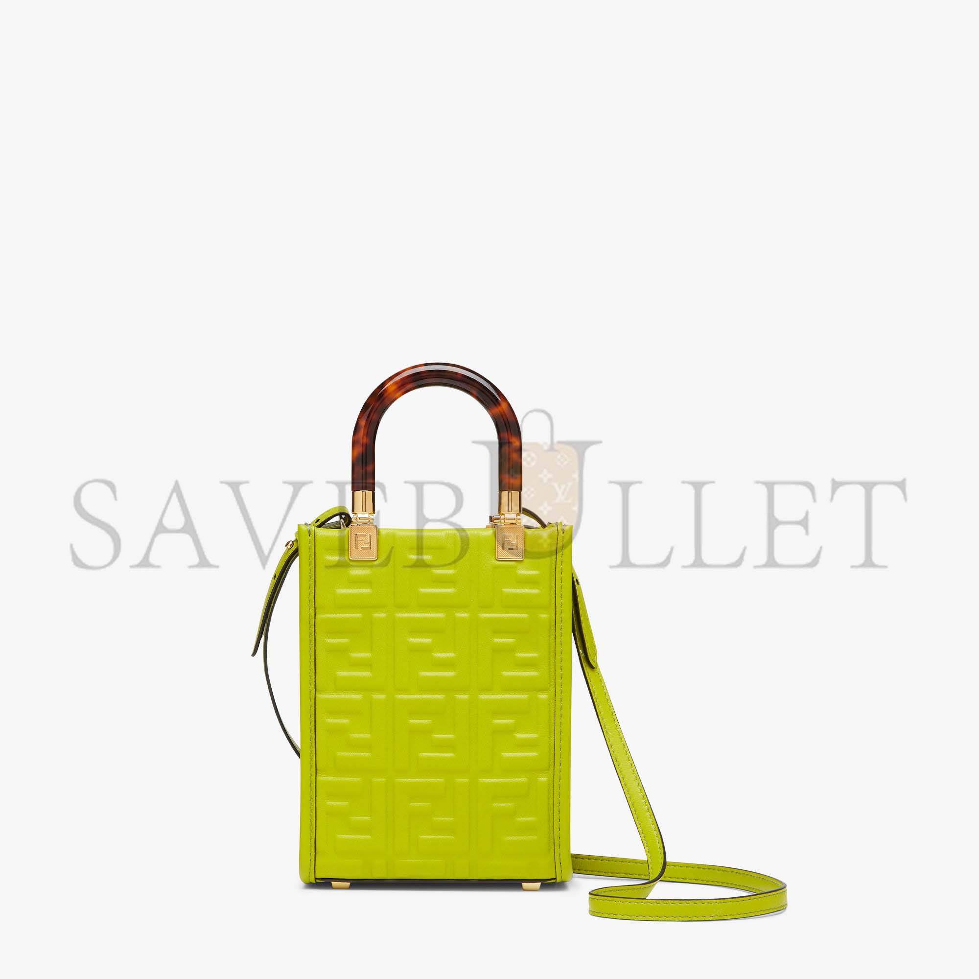 FENDI MINI SUNSHINE SHOPPER - ACID GREEN LEATHER MINI-BAG 8BS051AMCIF1JCP (18*13*6.5cm)