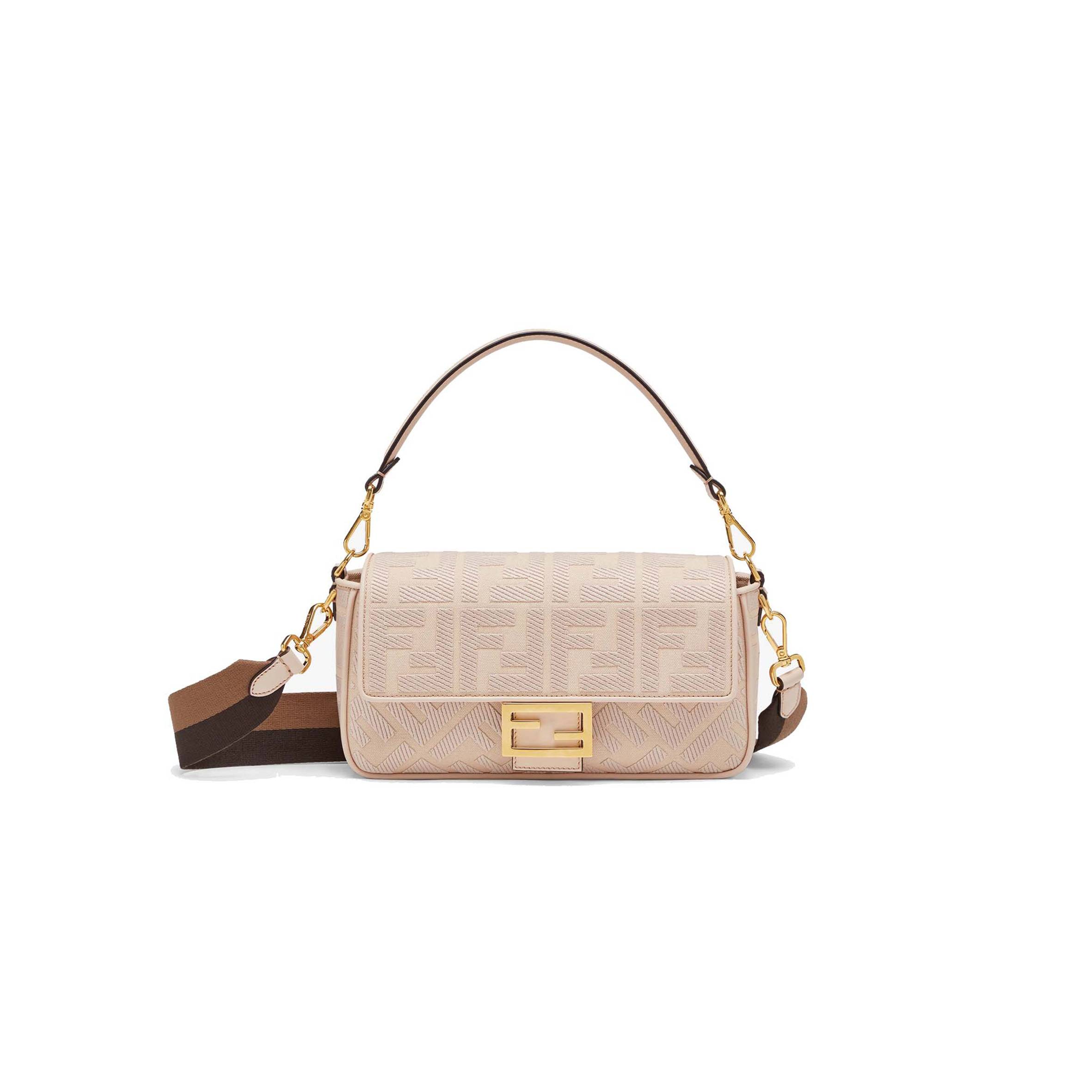 FENDI BAGUETTE - PINK FF CANVAS BAG 8BR600AC9OF1F7L (27*15*6cm)