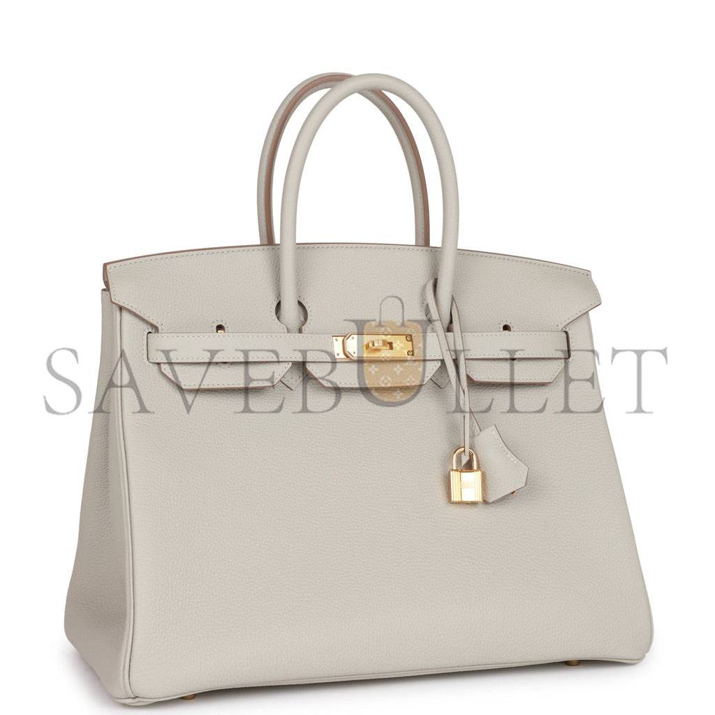 HERMES BIRKIN 35 GRIS PERLE TOGO GOLD HARDWARE 39891068813406 (35cm)