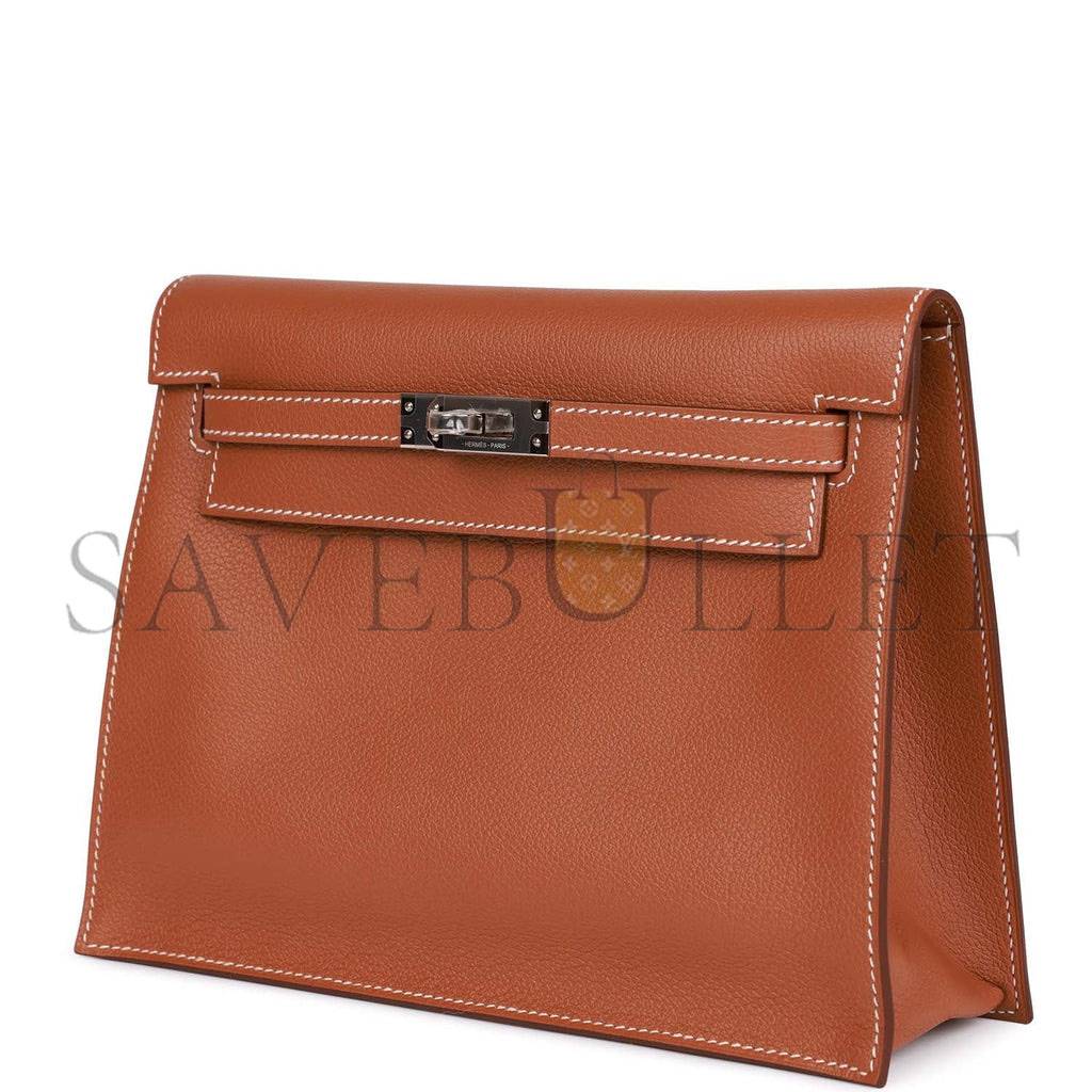 HERMES KELLY DANSE GOLD EVERCOLOR PALLADIUM HARDWARE  (22*16*7cm)