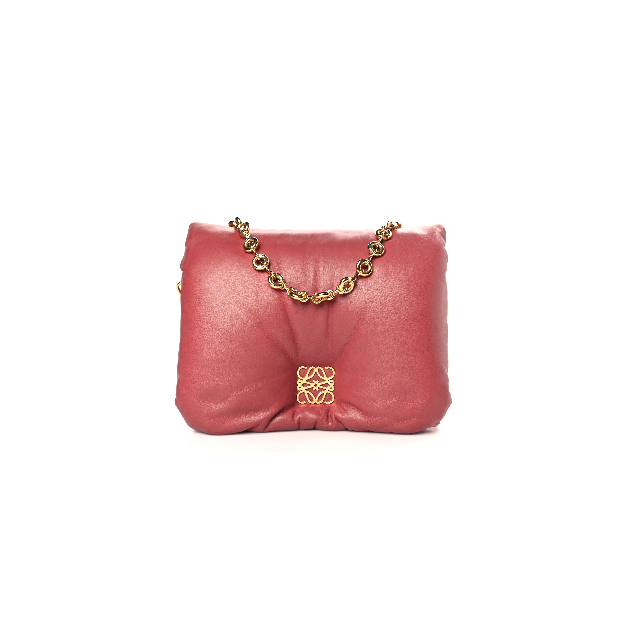 LOEWE LAMBSKIN GOYA PUFFER BAG PLUMROSE (23*18*10cm)