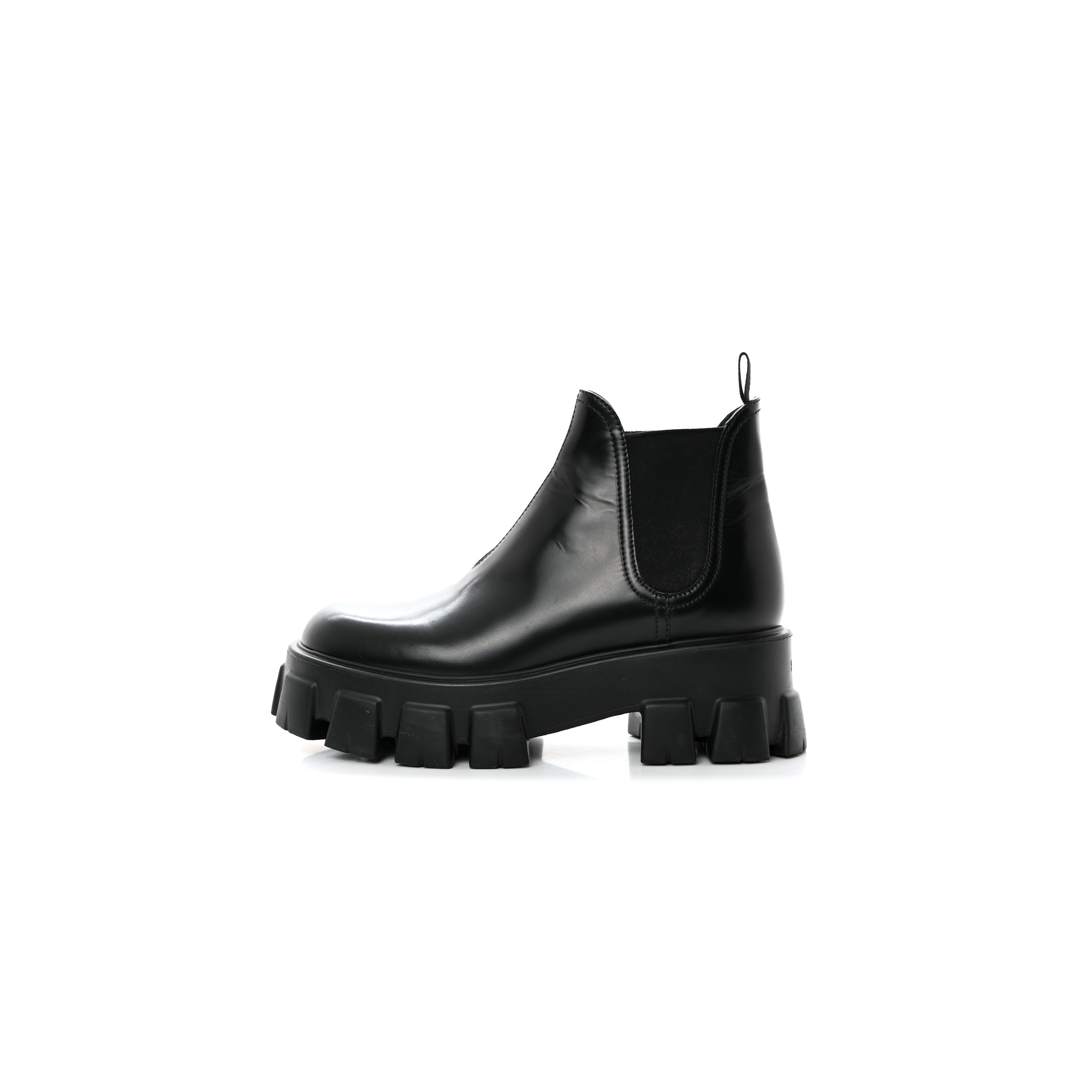 PRADA SPAZZOLATO ROIS MONOLITH CHELSEA 55MM ANKLE BOOTS 39 BLACK PRADA SPAZZOLATO ROIS MONOLITH CHELSEA 55MM ANKLE BOOTS 39 BLACK