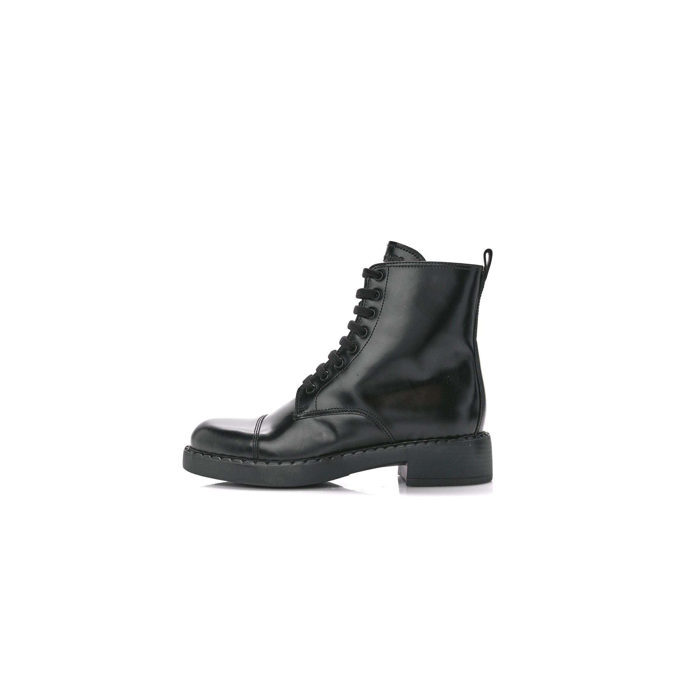 PRADA SPAZZOLATO CHOCOLATE 50MM COMBAT BOOTS 40 BLACK PRADA SPAZZOLATO CHOCOLATE 50MM COMBAT BOOTS 40 BLACK