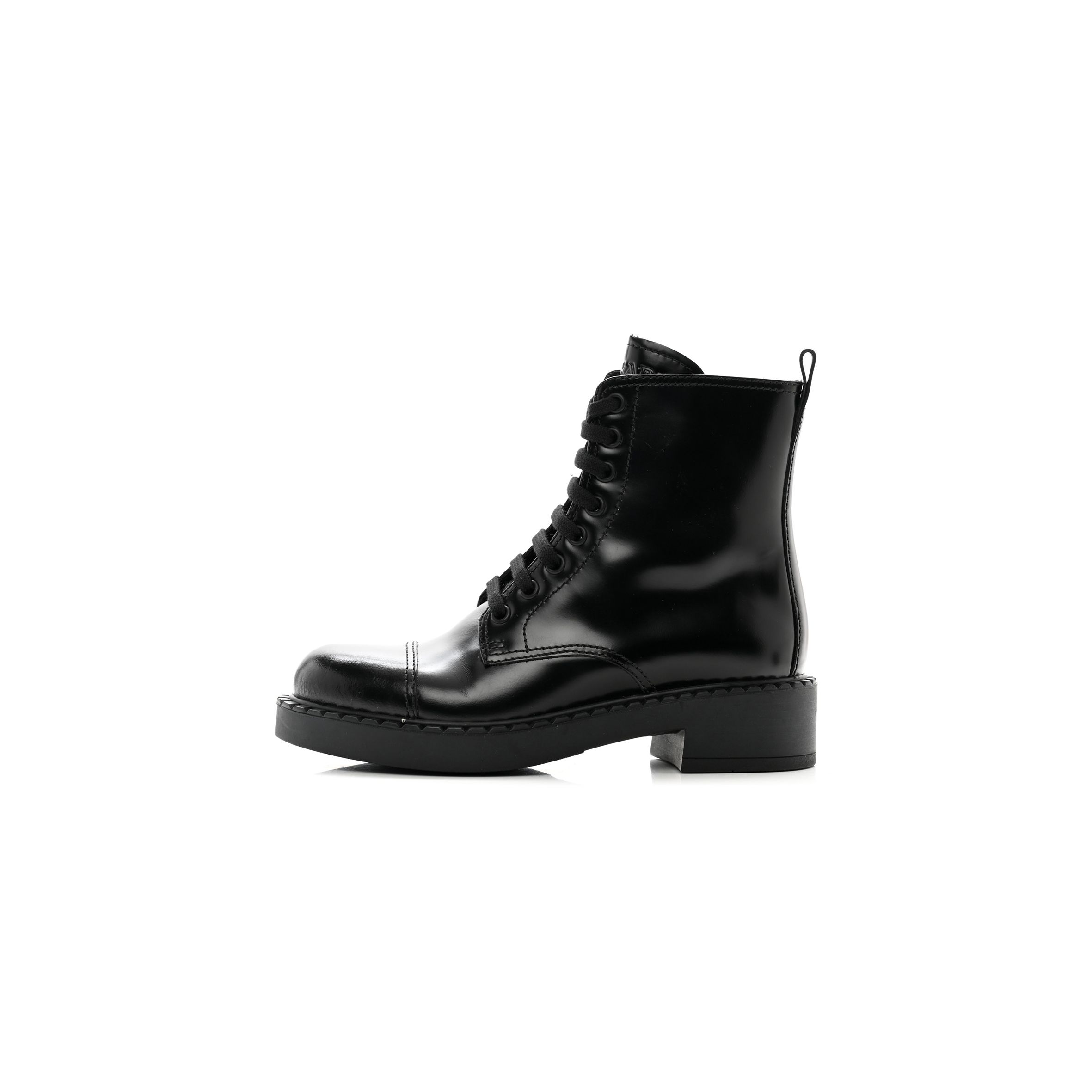 PRADA SPAZZOLATO CHOCOLATE 50MM COMBAT BOOTS 36 BLACK PRADA SPAZZOLATO CHOCOLATE 50MM COMBAT BOOTS 36 BLACK