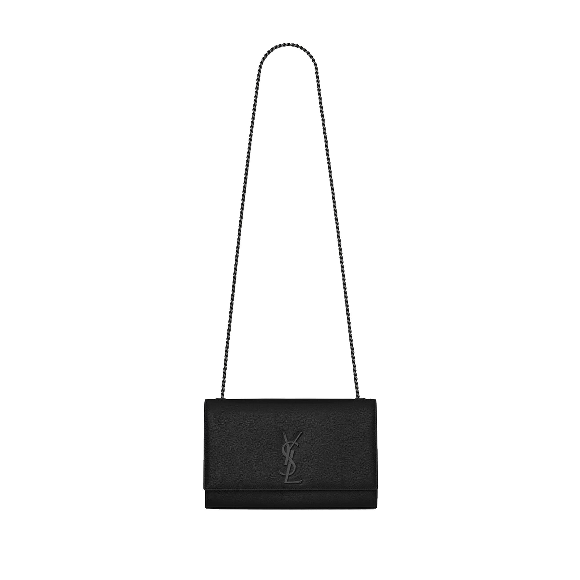 YSL KATE MEDIUM CHAIN BAG IN GRAIN DE POUDRE EMBOSSED LEATHER 364021BOW0U1000 (24*14.5*5.5cm)