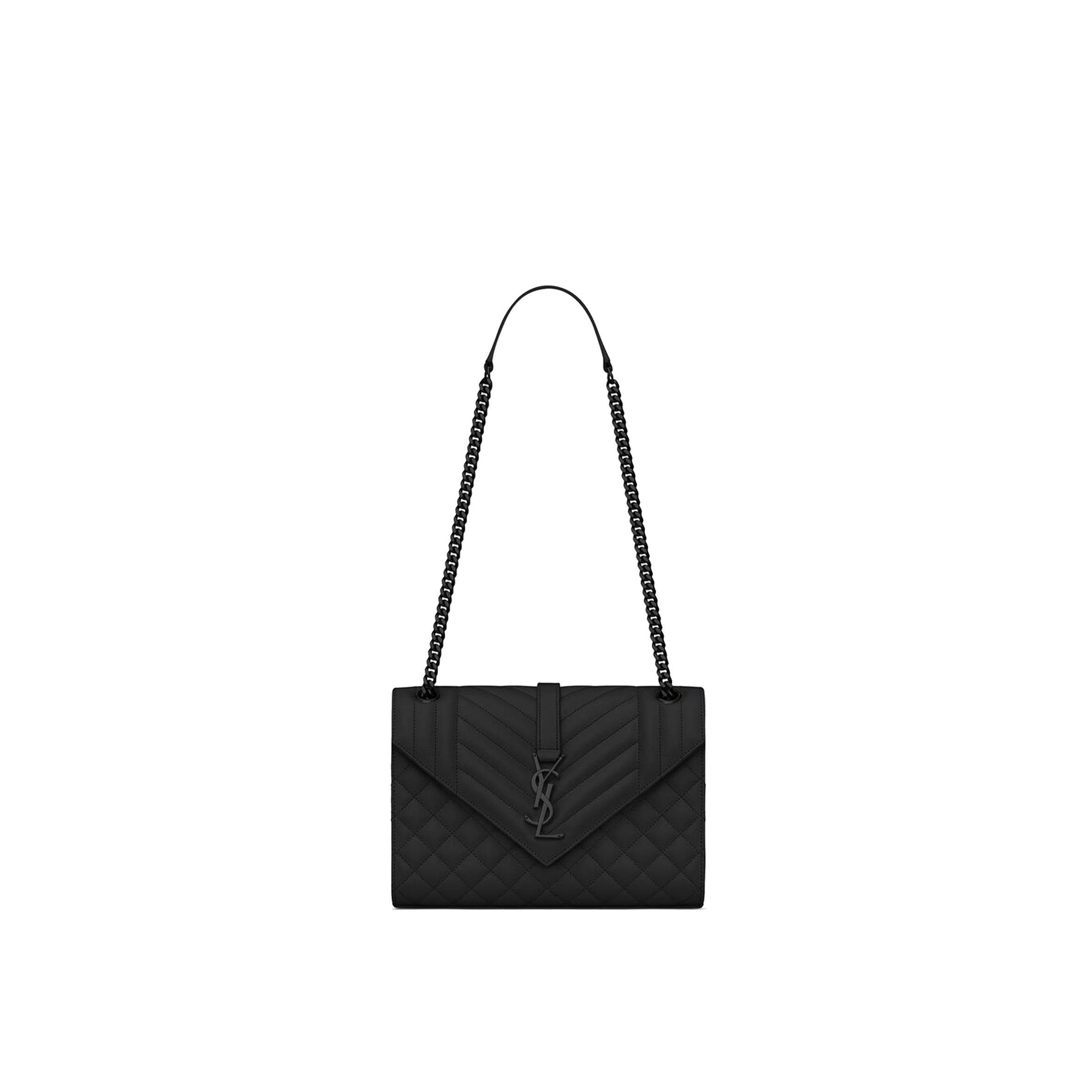 YSL ENVELOPE MEDIUM CHAIN BAG IN MIX MATELASSÉ GRAIN DE POUDRE EMBOSSED LEATHER 600185BOW981000 (24*17.5*6cm) YSL ENVELOPE MEDIUM CHAIN BAG IN MIX MATELASSÉ GRAIN DE POUDRE EMBOSSED LEATHER 600185BOW981000 (24*17.5*6cm)