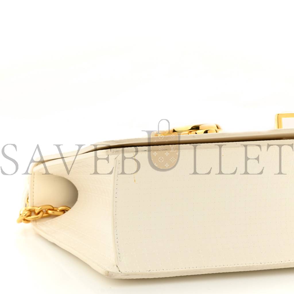 DIOR PATENT MICRO-CANNAGE 30 MONTAIGNE CHAIN FLAP BAG WHITE (25*15*8.3cm)