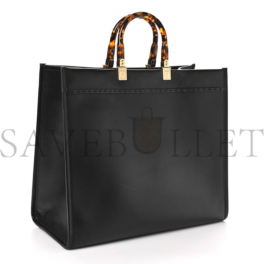 FENDI VITELLO KING PLEXIGLASS LARGE FENDI SUNSHINE SHOPPER TOTE BLACK (41*34*18cm)